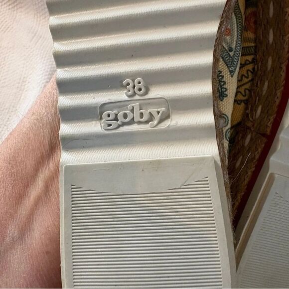 Goby Red, Off White & Blue Floral Boho Slip On Espadrille Loafer Flats Size 38 - Picture 10 of 10